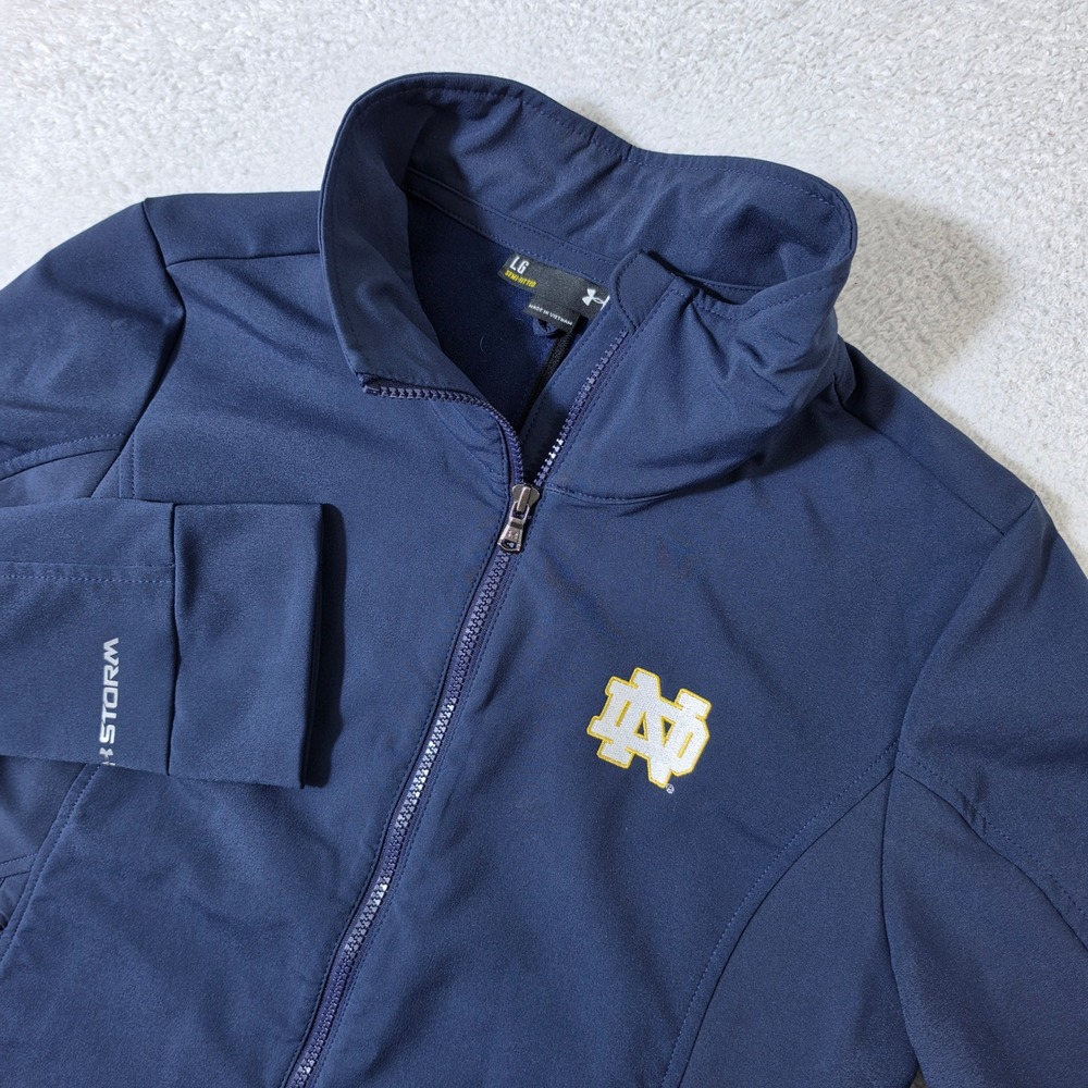 NEW Under Armour Storm Notre Dame Women L Navy STRETCH Softshell Full Zip Jacket